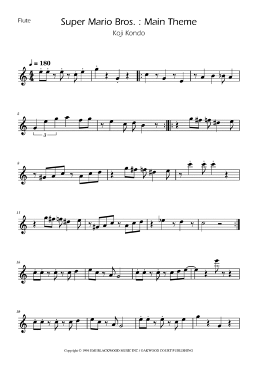 Super Mario Bros Theme Flute Duet scores gallery preview page 4