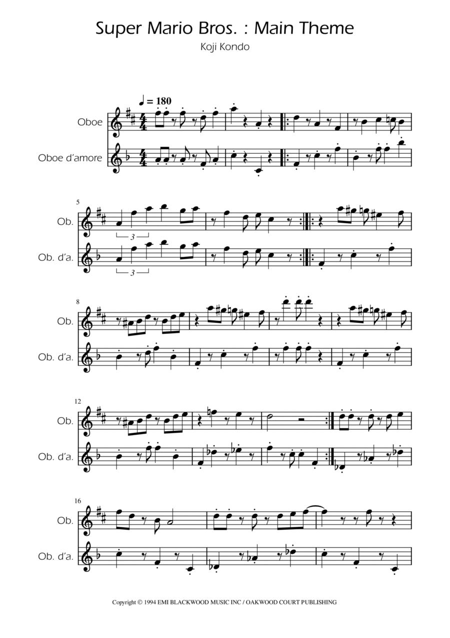 Super Mario Bros Theme Woodwind Duet scores gallery preview page 1