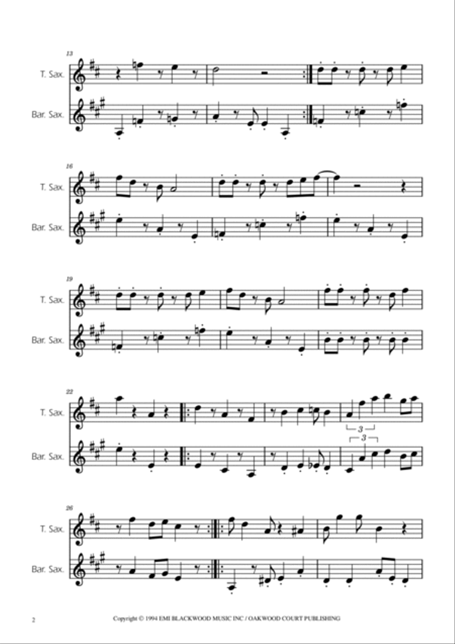Super Mario Bros Theme Tenor Saxophone scores gallery preview page 2