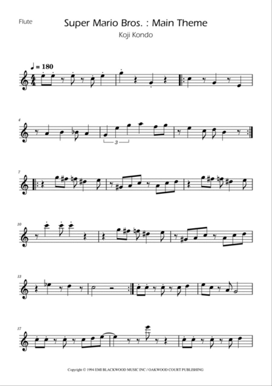 Super Mario Bros Theme Woodwind Duet scores gallery preview page 4