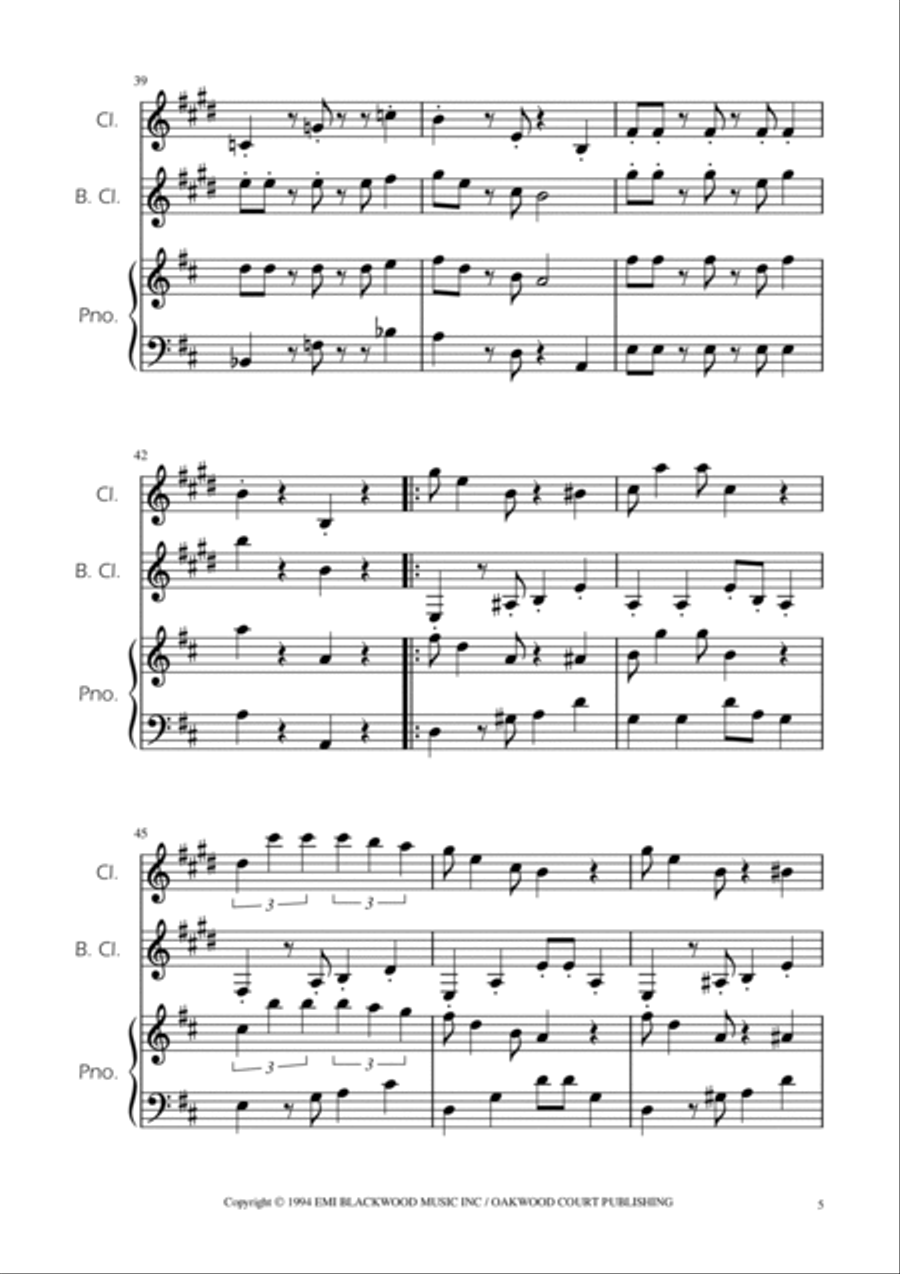 Super Mario Bros Theme Clarinet Duet scores gallery preview page 5