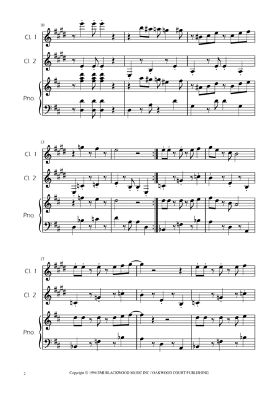 Super Mario Bros Theme Clarinet Duet scores gallery preview page 2