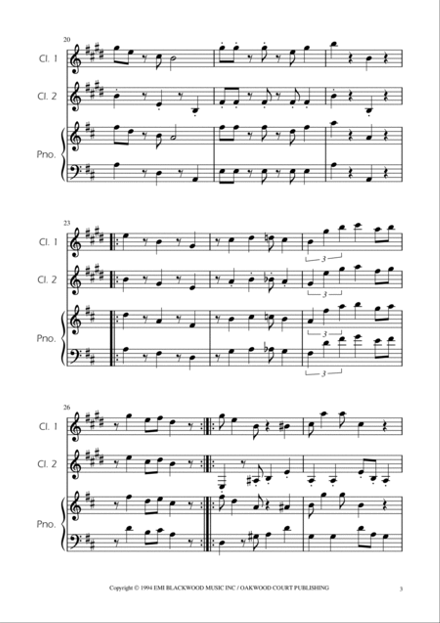 Super Mario Bros Theme Clarinet Duet scores gallery preview page 3