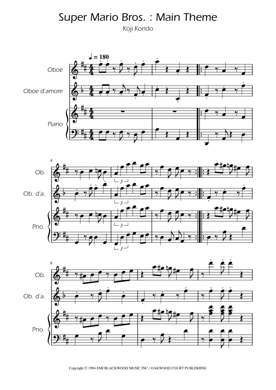Super Mario Bros Theme Woodwind Duet scores gallery preview page 1