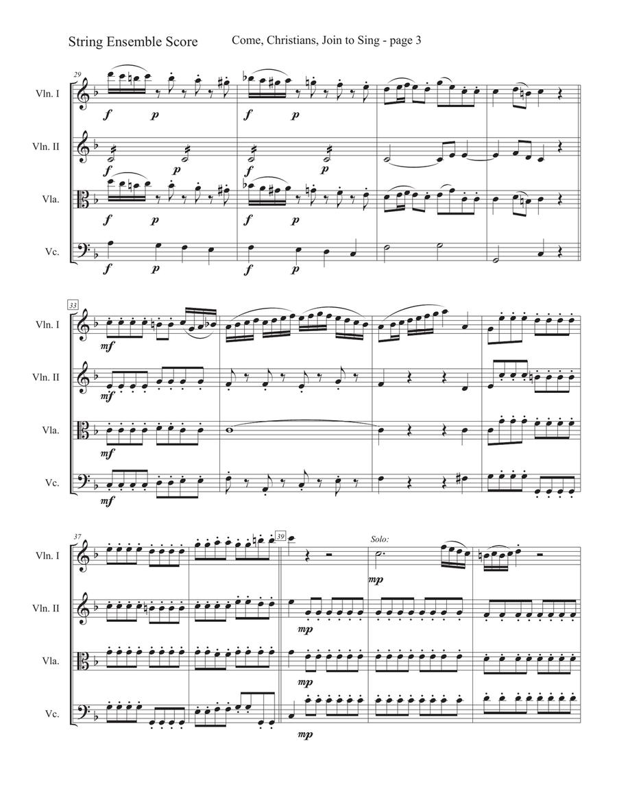 Come, Christians Join to Sing with Mozart's Alleluia Chamber Music scores gallery preview page 3