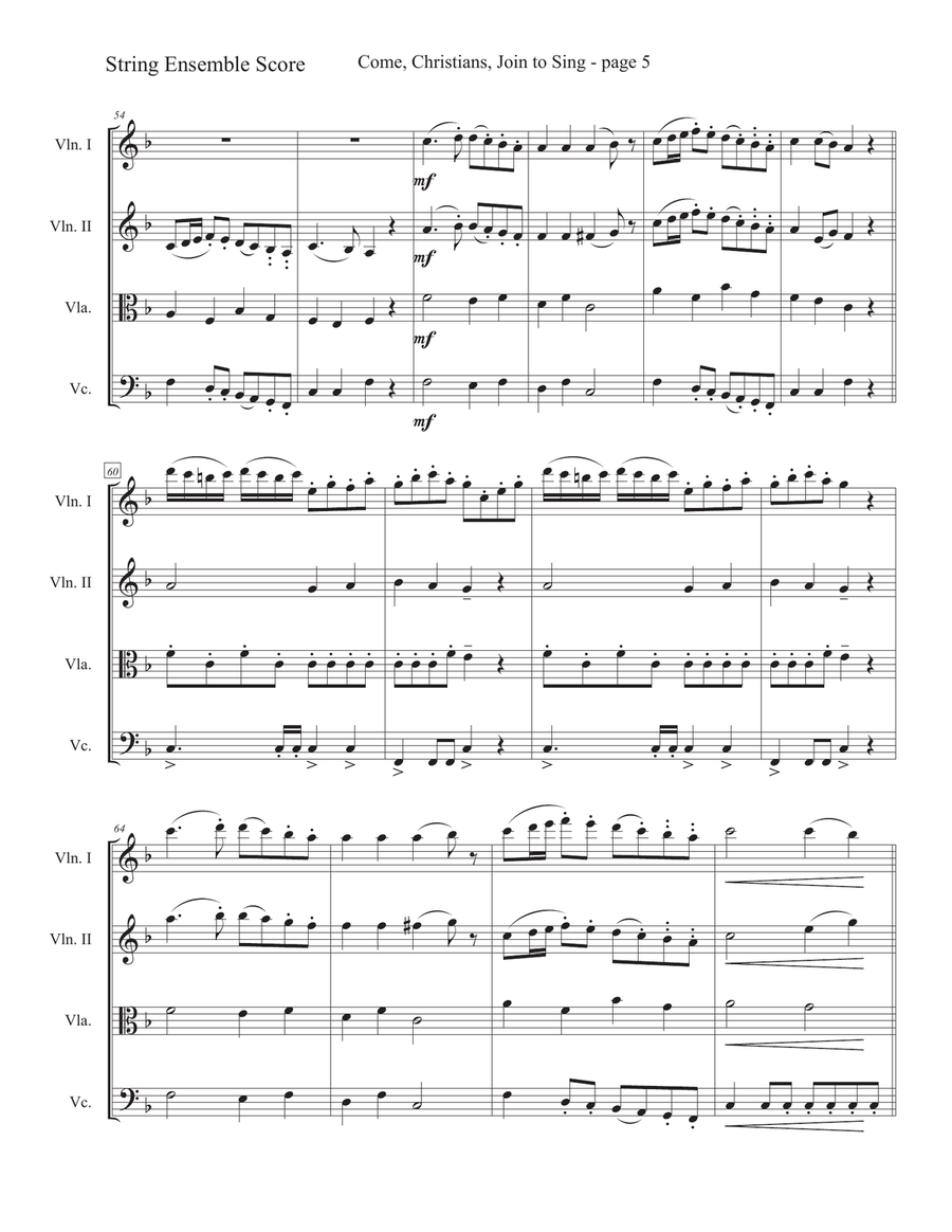 Come, Christians Join to Sing with Mozart's Alleluia Chamber Music scores gallery preview page 5