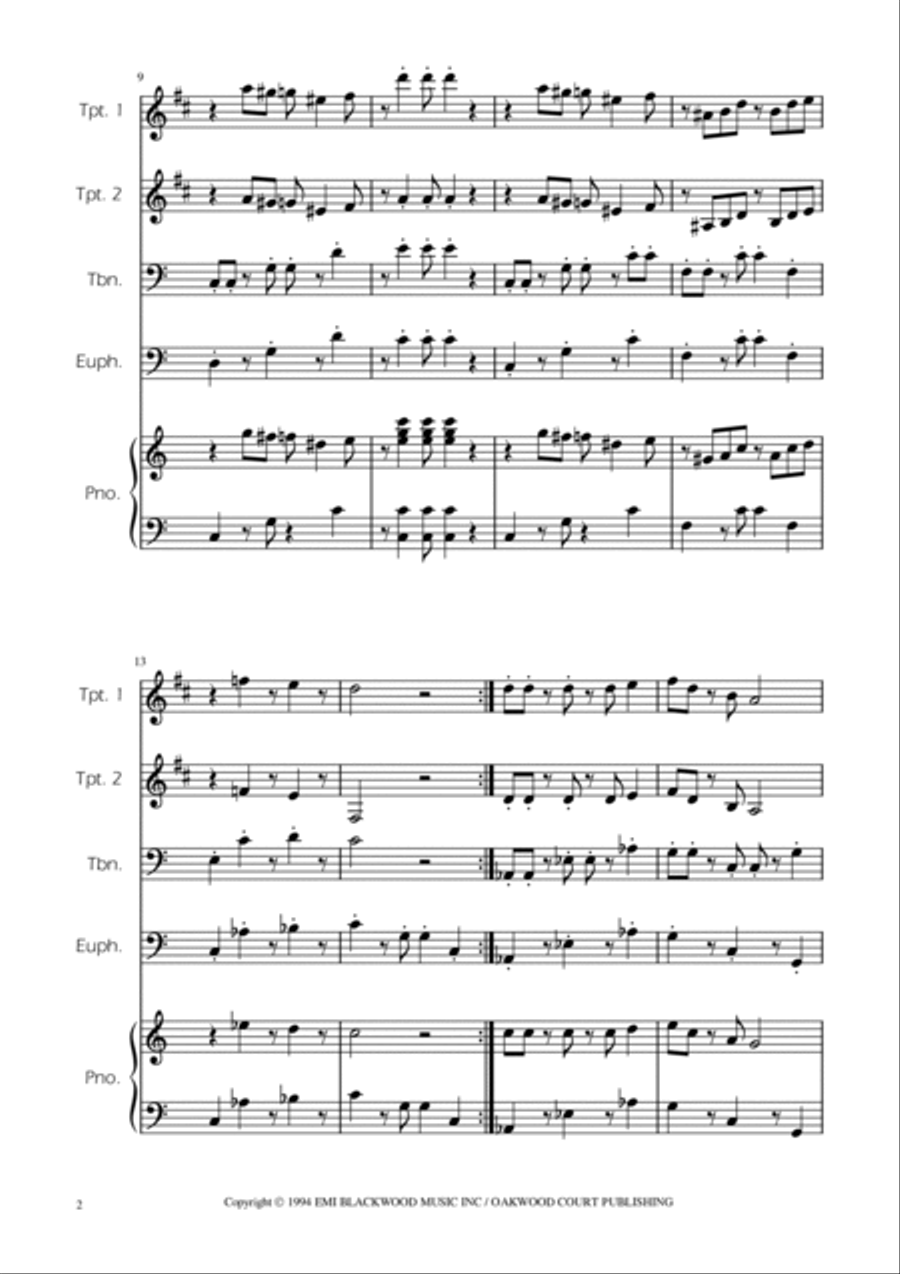 Super Mario Bros Theme Brass Quartet scores gallery preview page 2