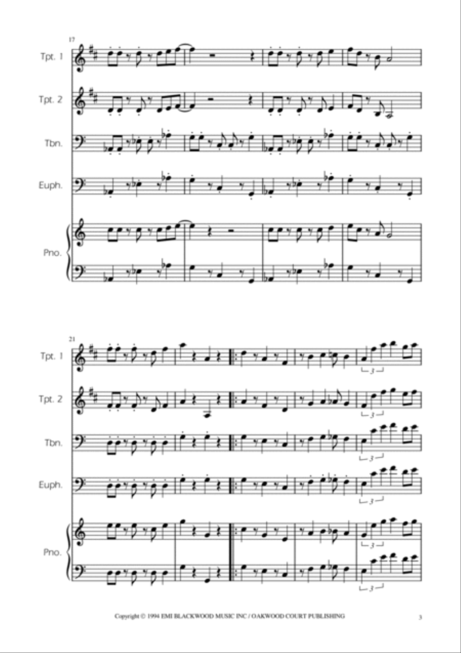 Super Mario Bros Theme Brass Quartet scores gallery preview page 3
