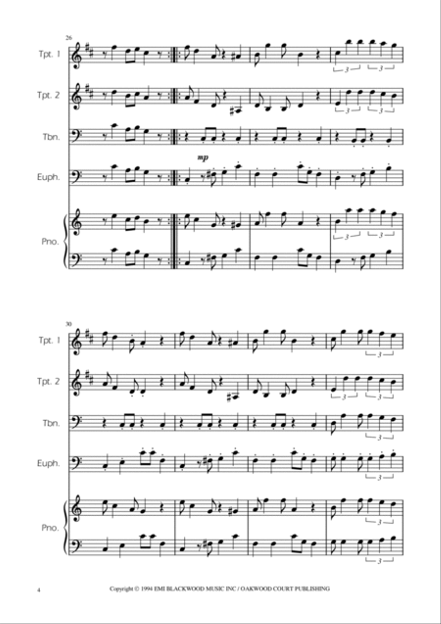 Super Mario Bros Theme Brass Quartet scores gallery preview page 4