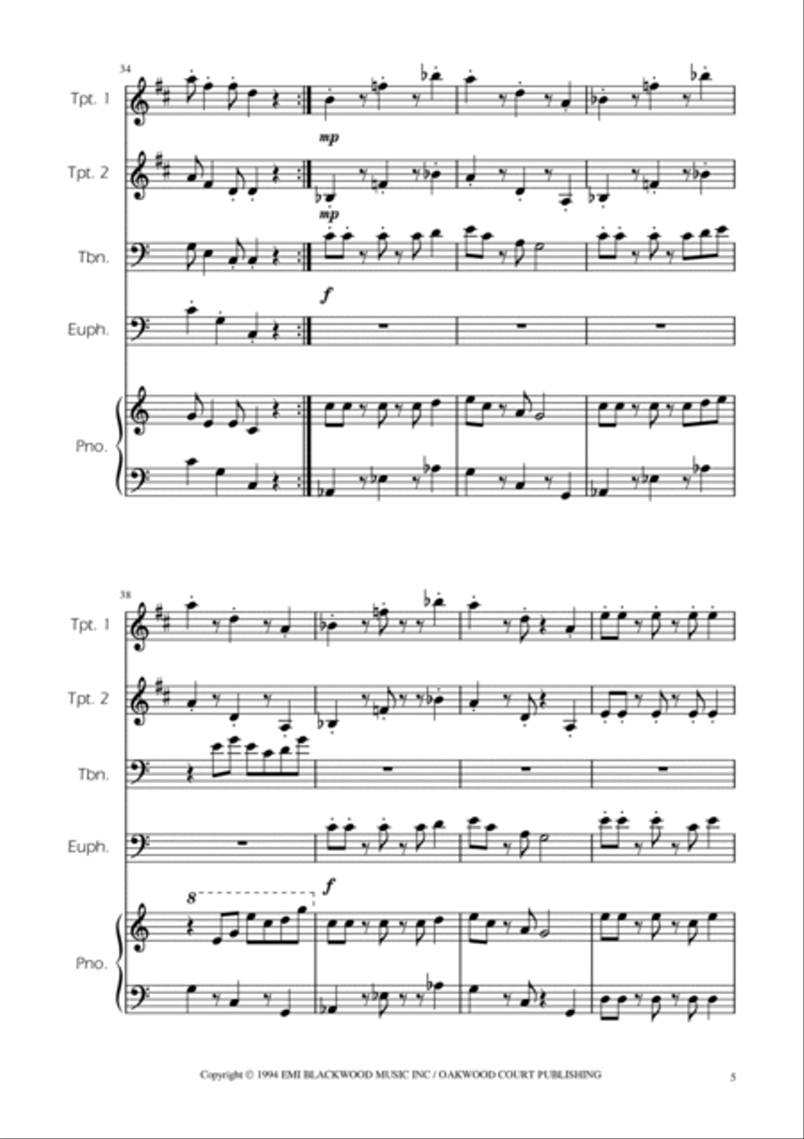 Super Mario Bros Theme Brass Quartet scores gallery preview page 5