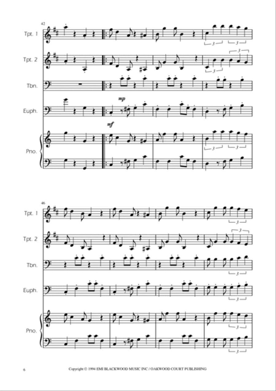 Super Mario Bros Theme Brass Quartet scores gallery preview page 6