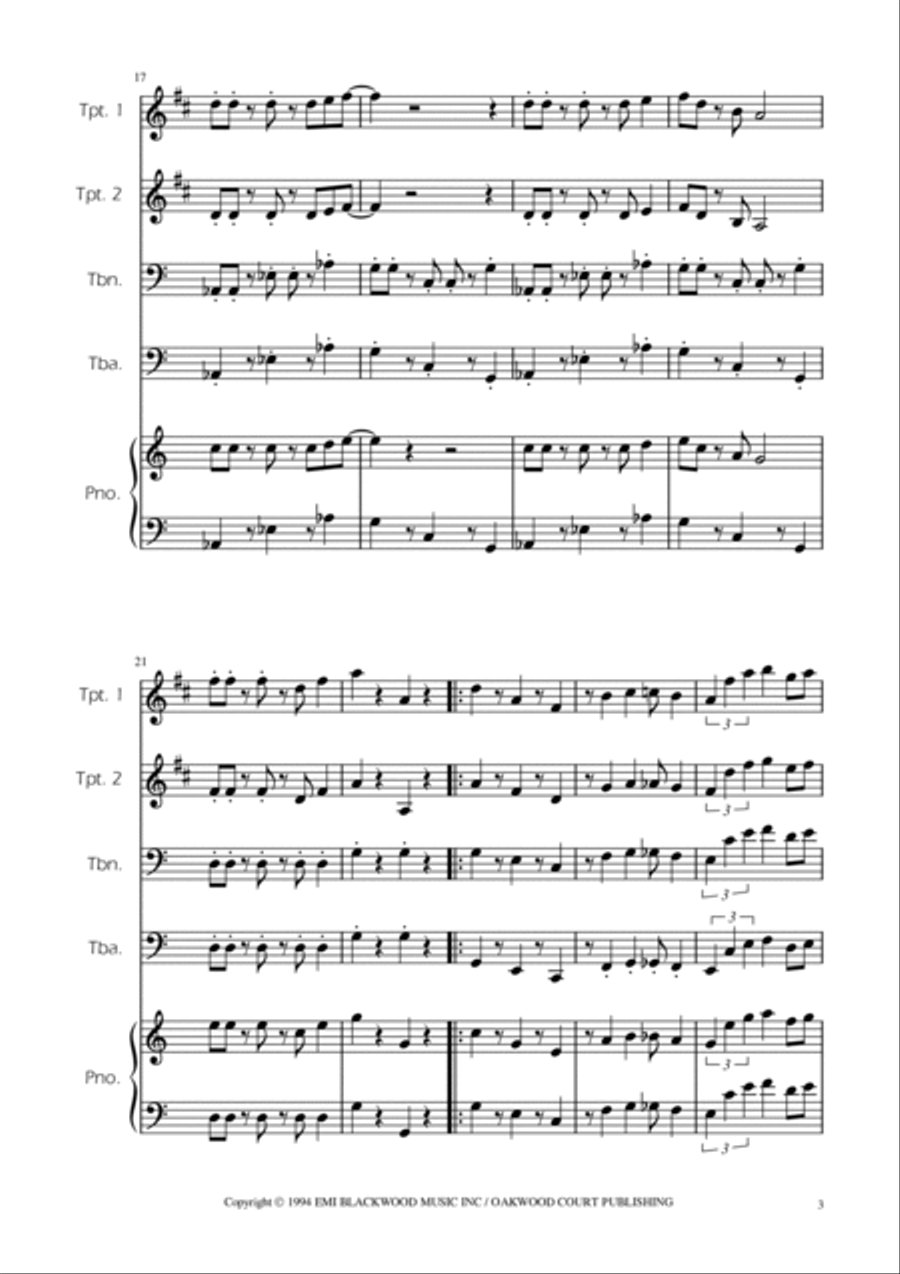 Super Mario Bros Theme Brass Quartet scores gallery preview page 3