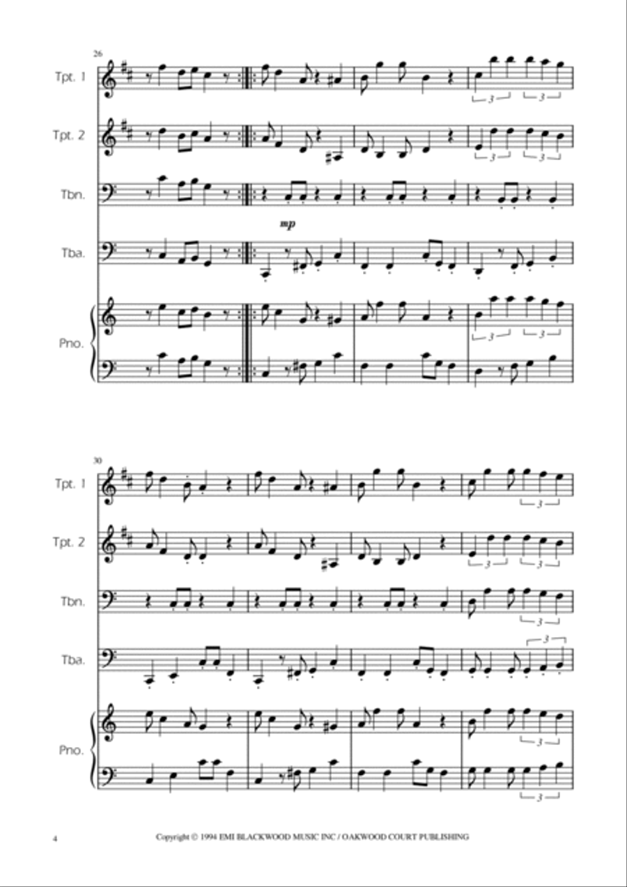 Super Mario Bros Theme Brass Quartet scores gallery preview page 4