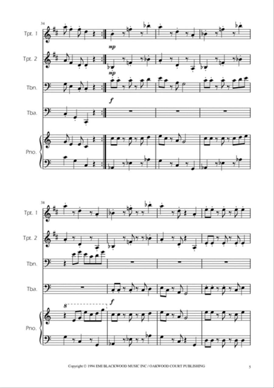 Super Mario Bros Theme Brass Quartet scores gallery preview page 5