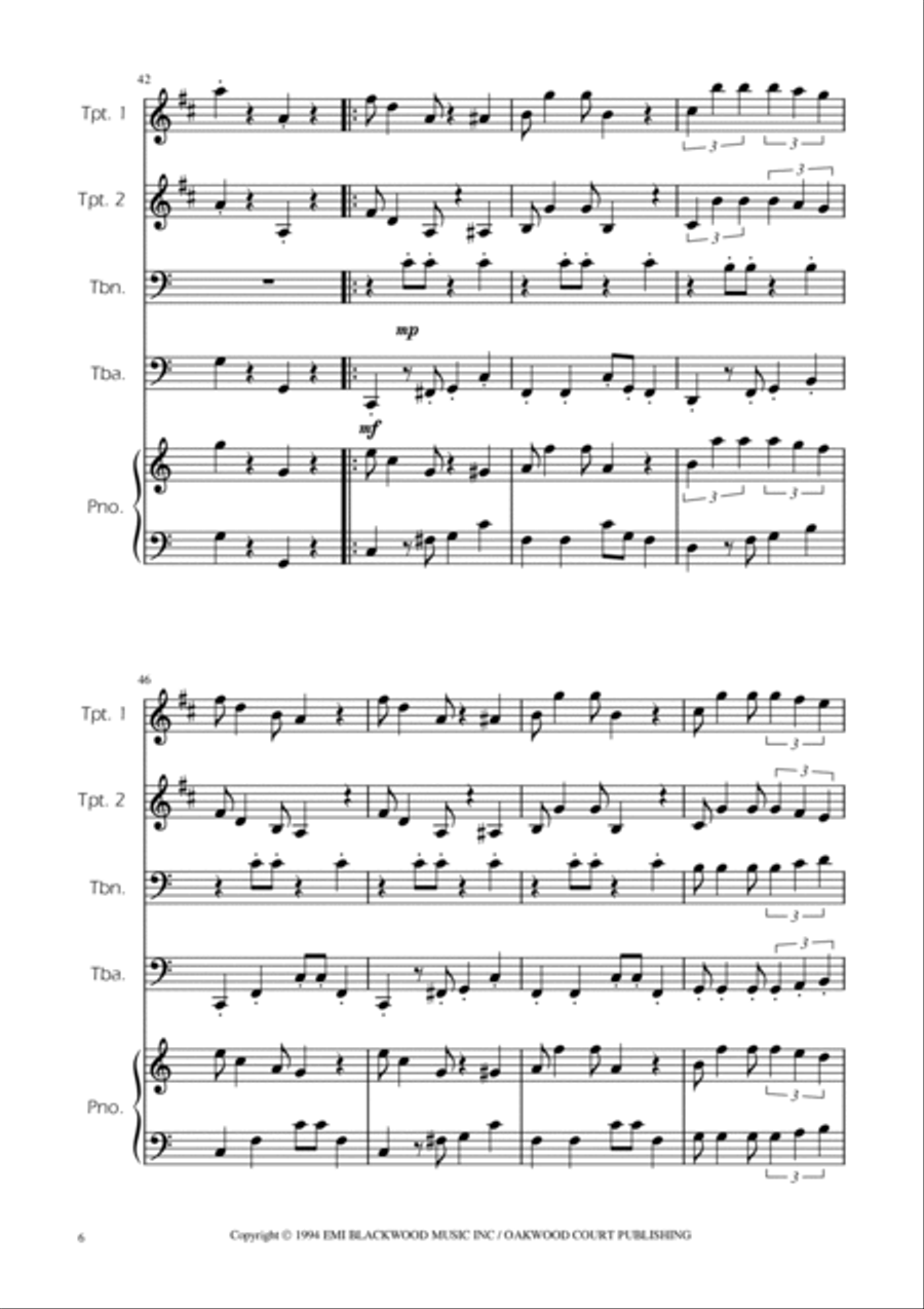 Super Mario Bros Theme Brass Quartet scores gallery preview page 6