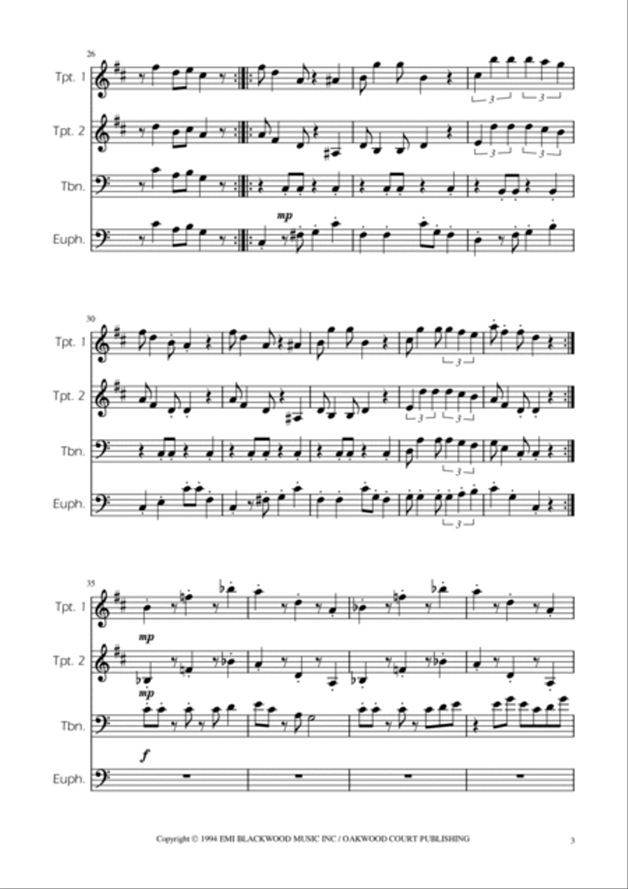 Super Mario Bros Theme Brass Quartet scores gallery preview page 3