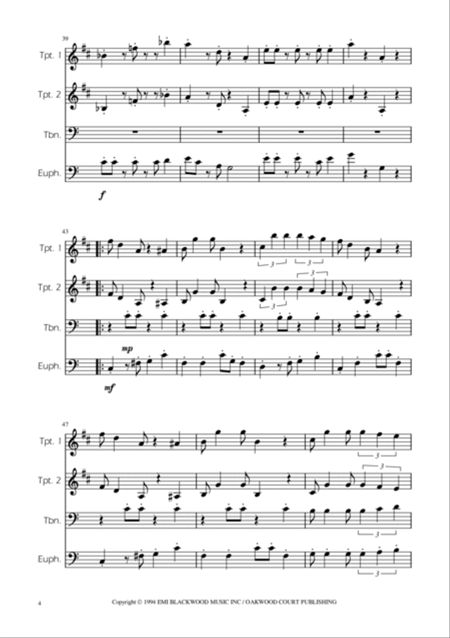 Super Mario Bros Theme Brass Quartet scores gallery preview page 4
