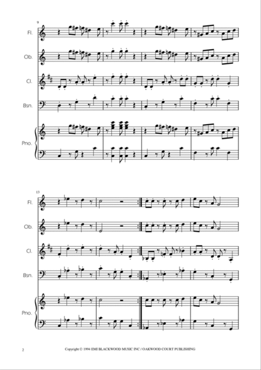 Super Mario Bros Theme Woodwind Quartet scores gallery preview page 2