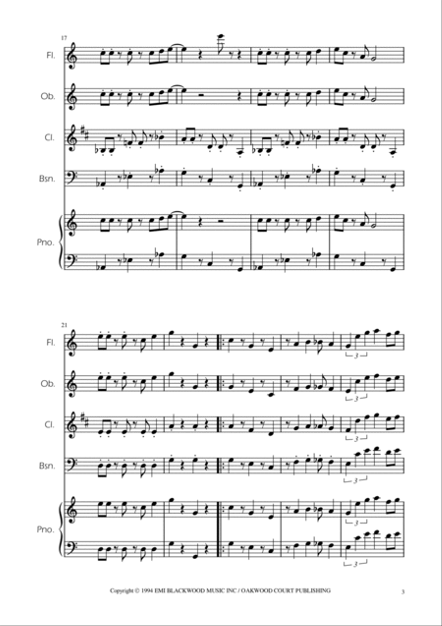 Super Mario Bros Theme Woodwind Quartet scores gallery preview page 3