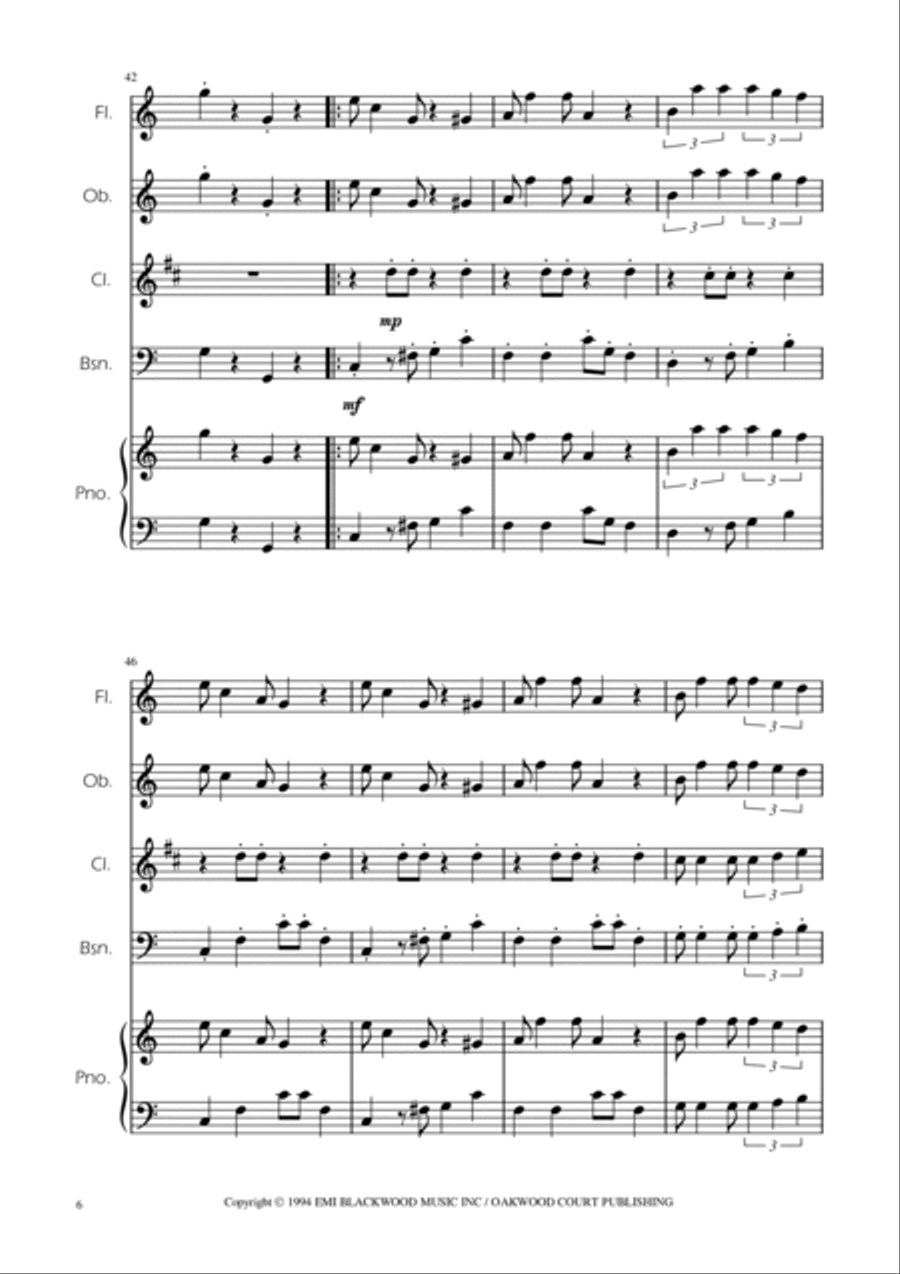 Super Mario Bros Theme Woodwind Quartet scores gallery preview page 6