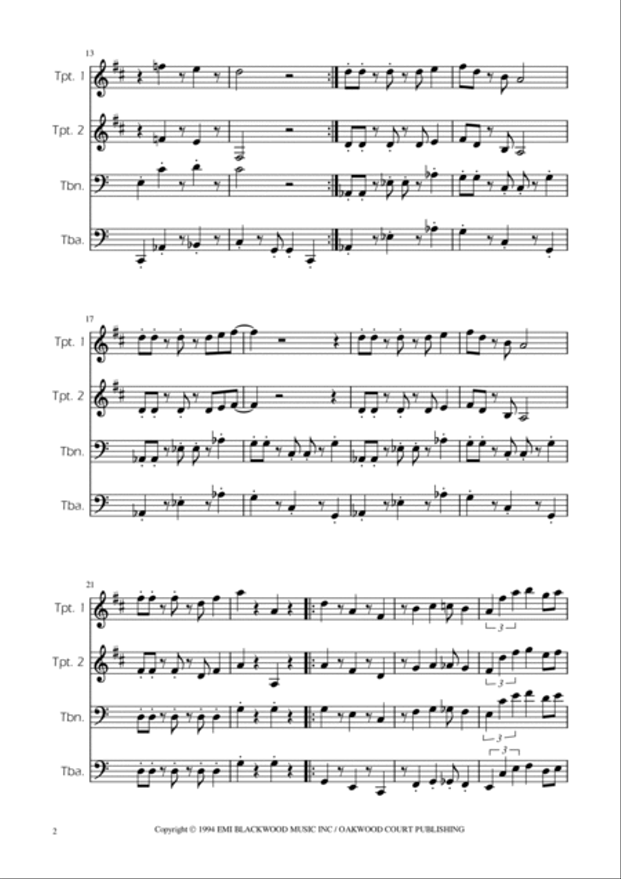 Super Mario Bros Theme Brass Quartet scores gallery preview page 2