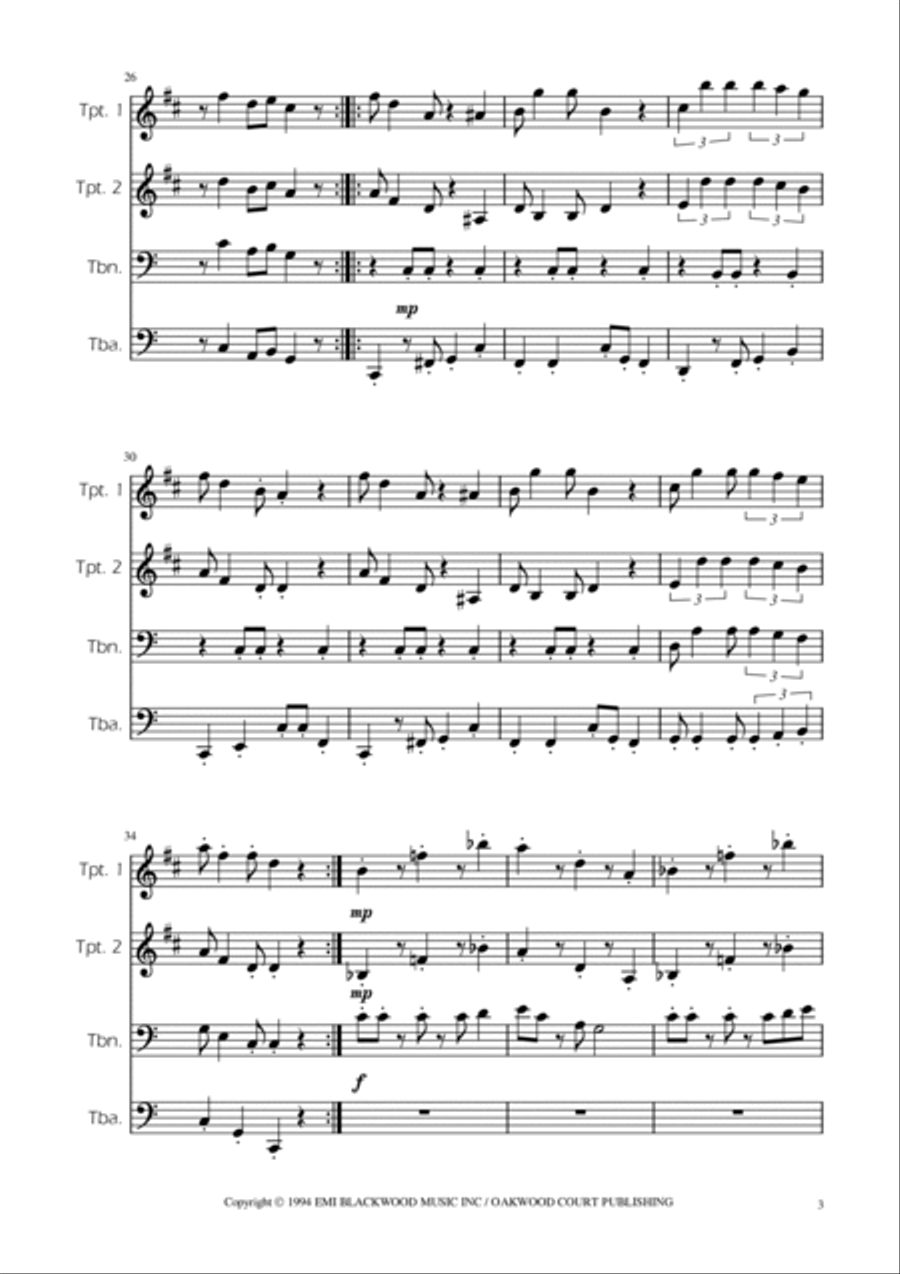 Super Mario Bros Theme Brass Quartet scores gallery preview page 3