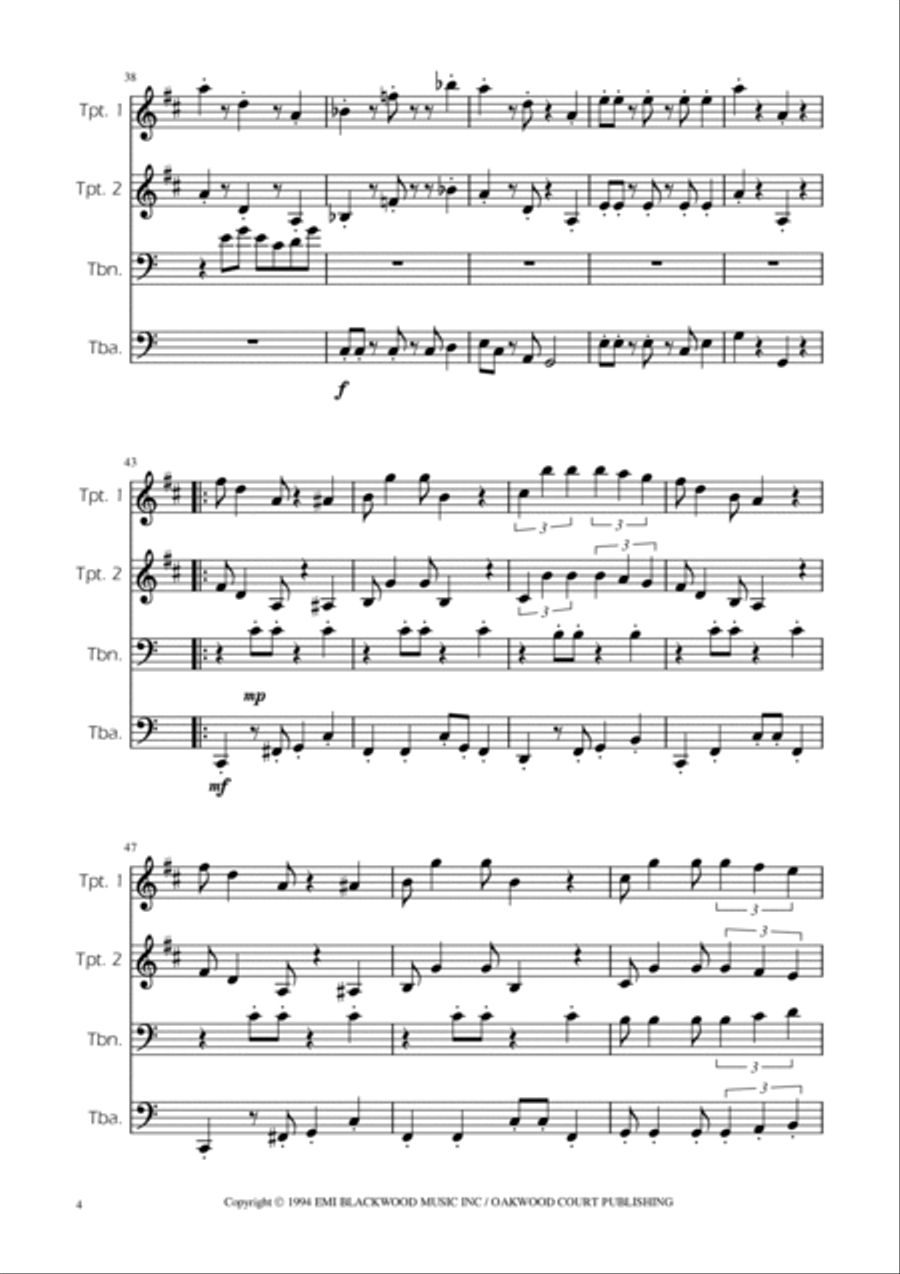 Super Mario Bros Theme Brass Quartet scores gallery preview page 4