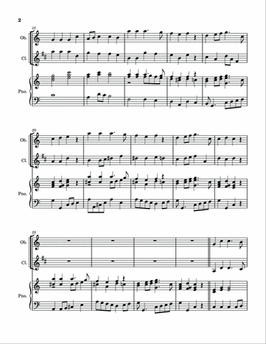 Hark, The Herald Angels Sing - Clarinet and Oboe with Piano accompaniment Woodwind Duet scores gallery preview page 4