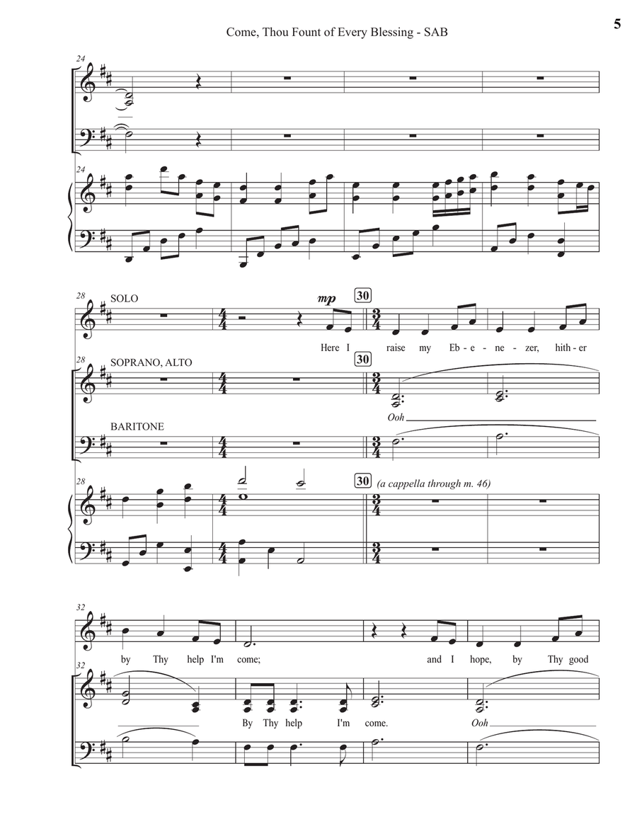 Come, Thou Fount of Every Blessing (SAB) 3-Part scores gallery preview page 5