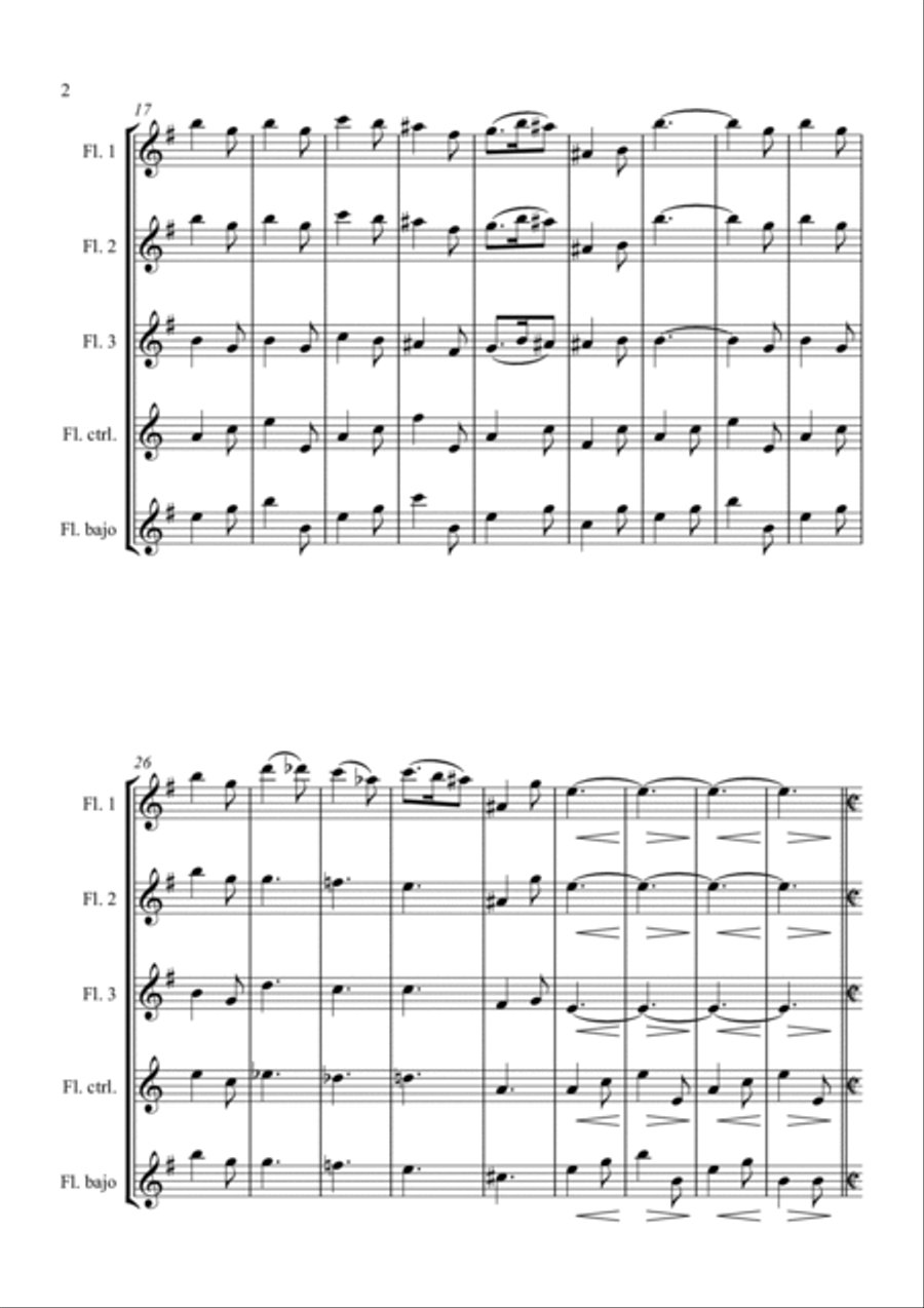 Hedwig's Theme Flute Choir scores gallery preview page 2