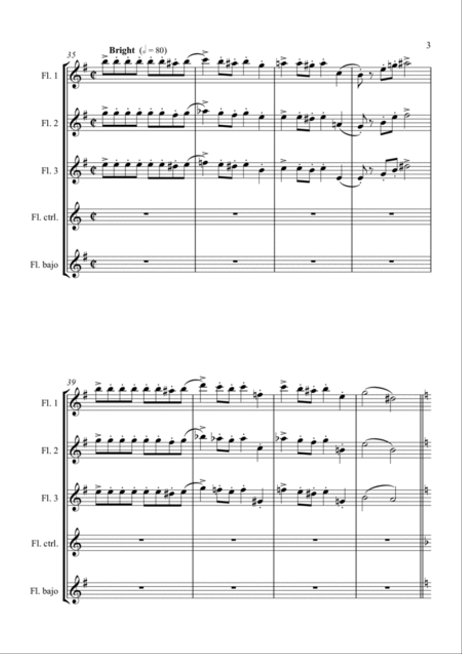 Hedwig's Theme Flute Choir scores gallery preview page 3