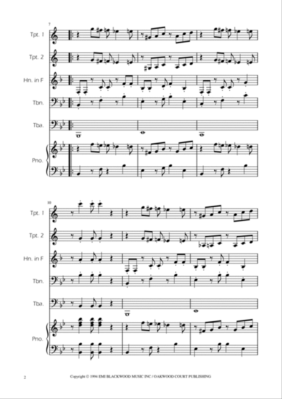 Super Mario Bros Theme Brass Quintet scores gallery preview page 2