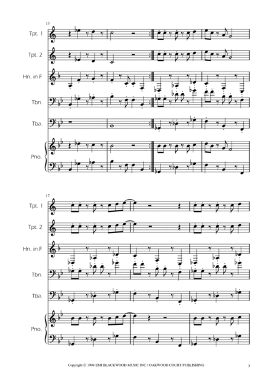 Super Mario Bros Theme Brass Quintet scores gallery preview page 3