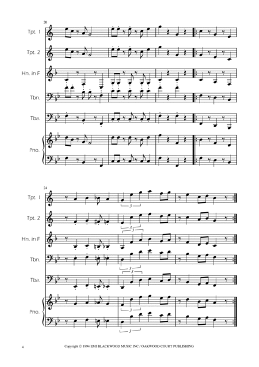 Super Mario Bros Theme Brass Quintet scores gallery preview page 4