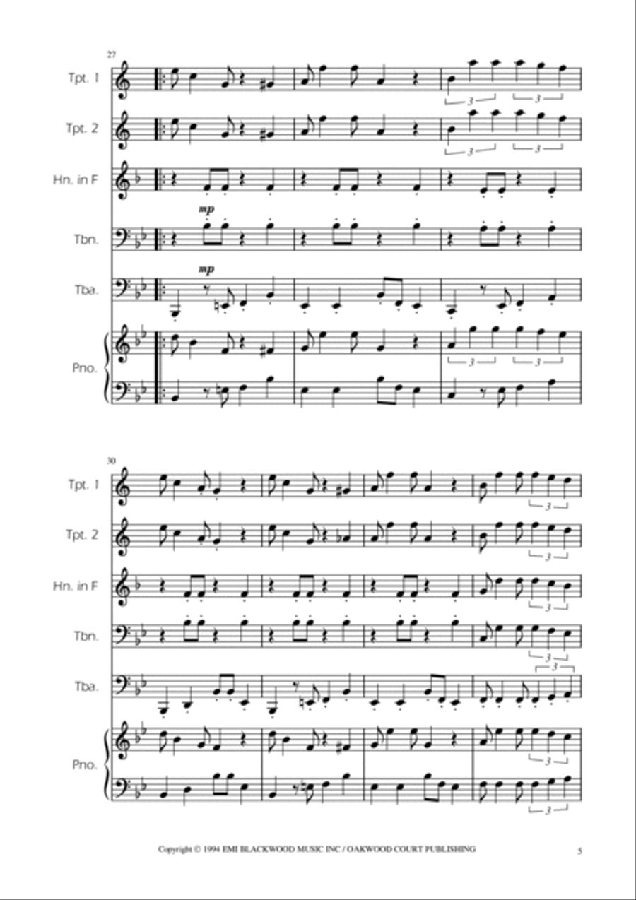 Super Mario Bros Theme Brass Quintet scores gallery preview page 5