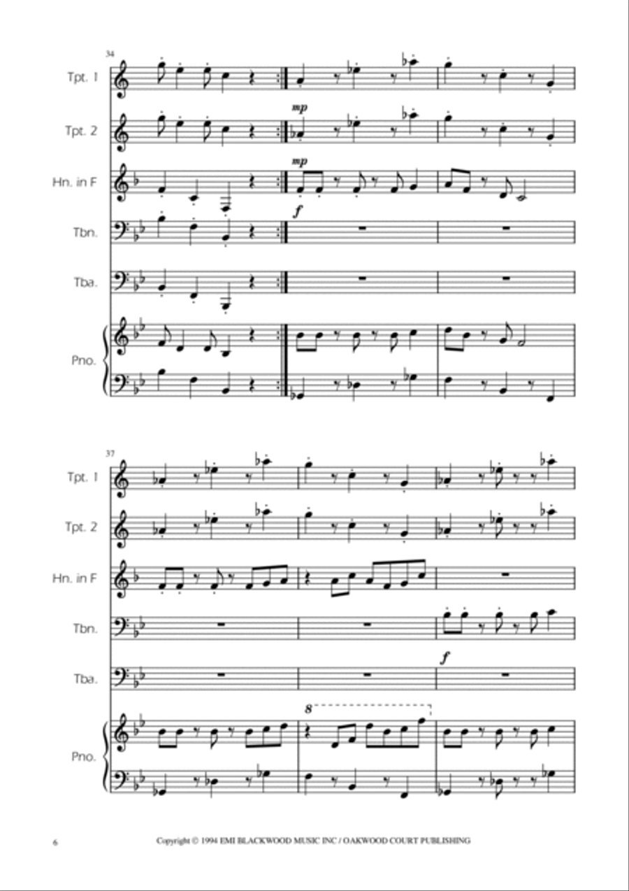 Super Mario Bros Theme Brass Quintet scores gallery preview page 6