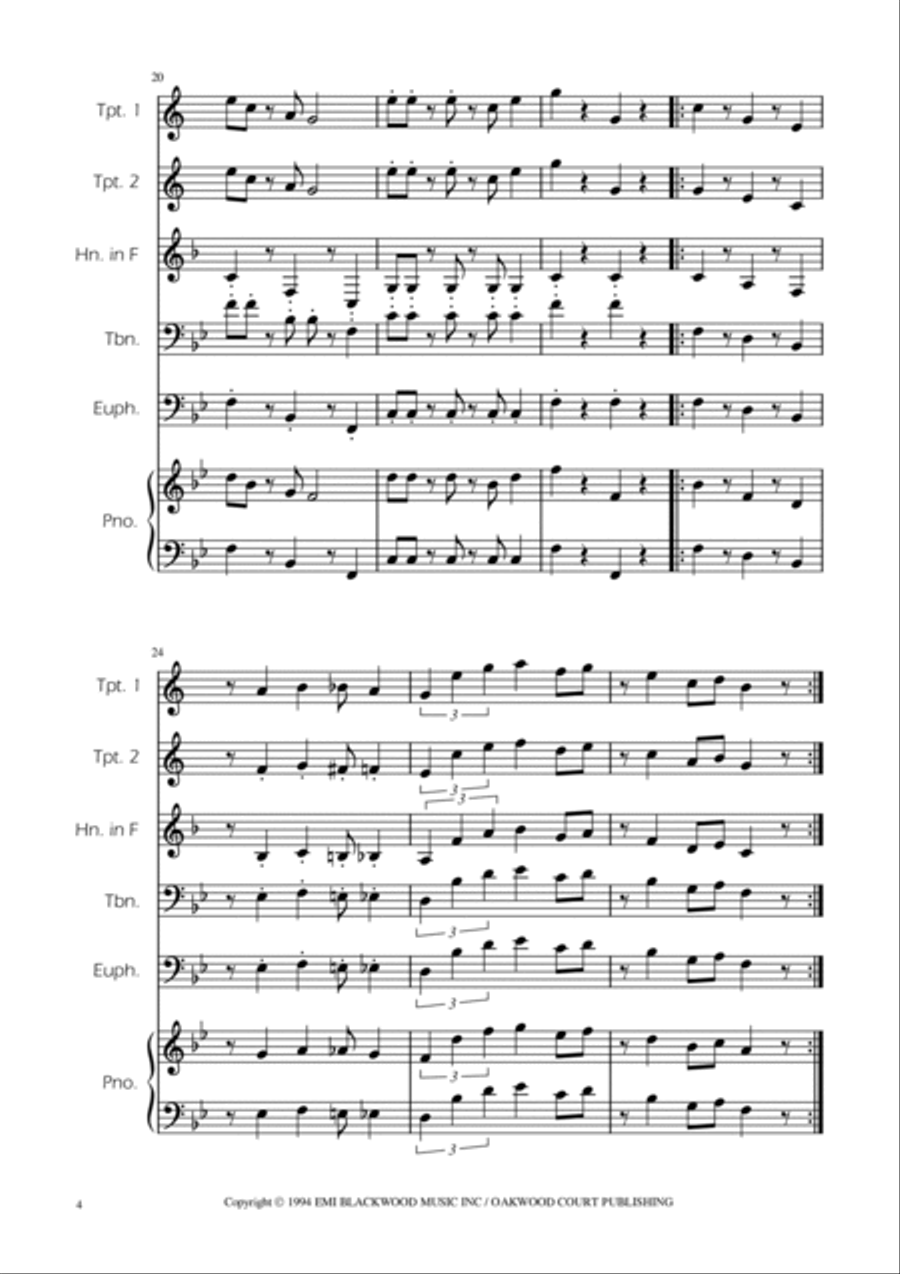 Super Mario Bros Theme Brass Quintet scores gallery preview page 4