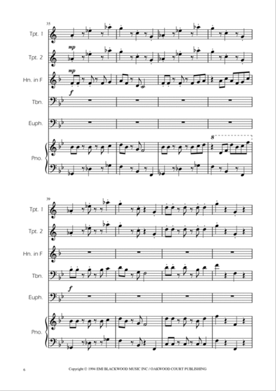 Super Mario Bros Theme Brass Quintet scores gallery preview page 6