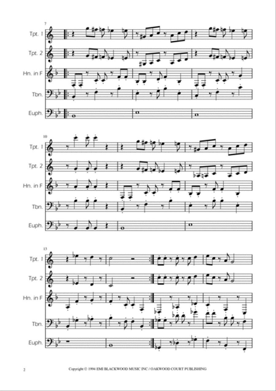 Super Mario Bros Theme Brass Quintet scores gallery preview page 2