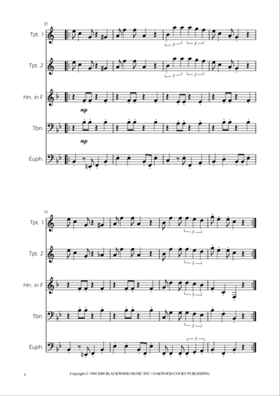 Super Mario Bros Theme Brass Quintet scores gallery preview page 4