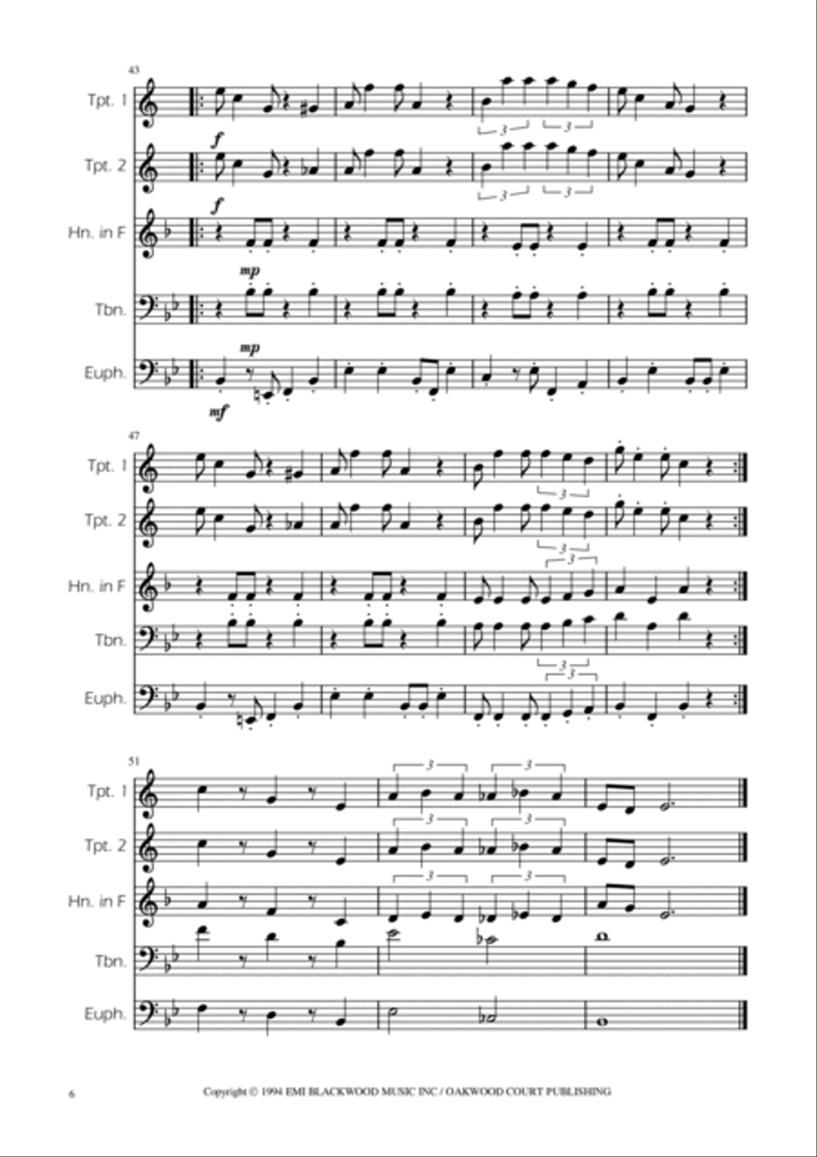 Super Mario Bros Theme Brass Quintet scores gallery preview page 6