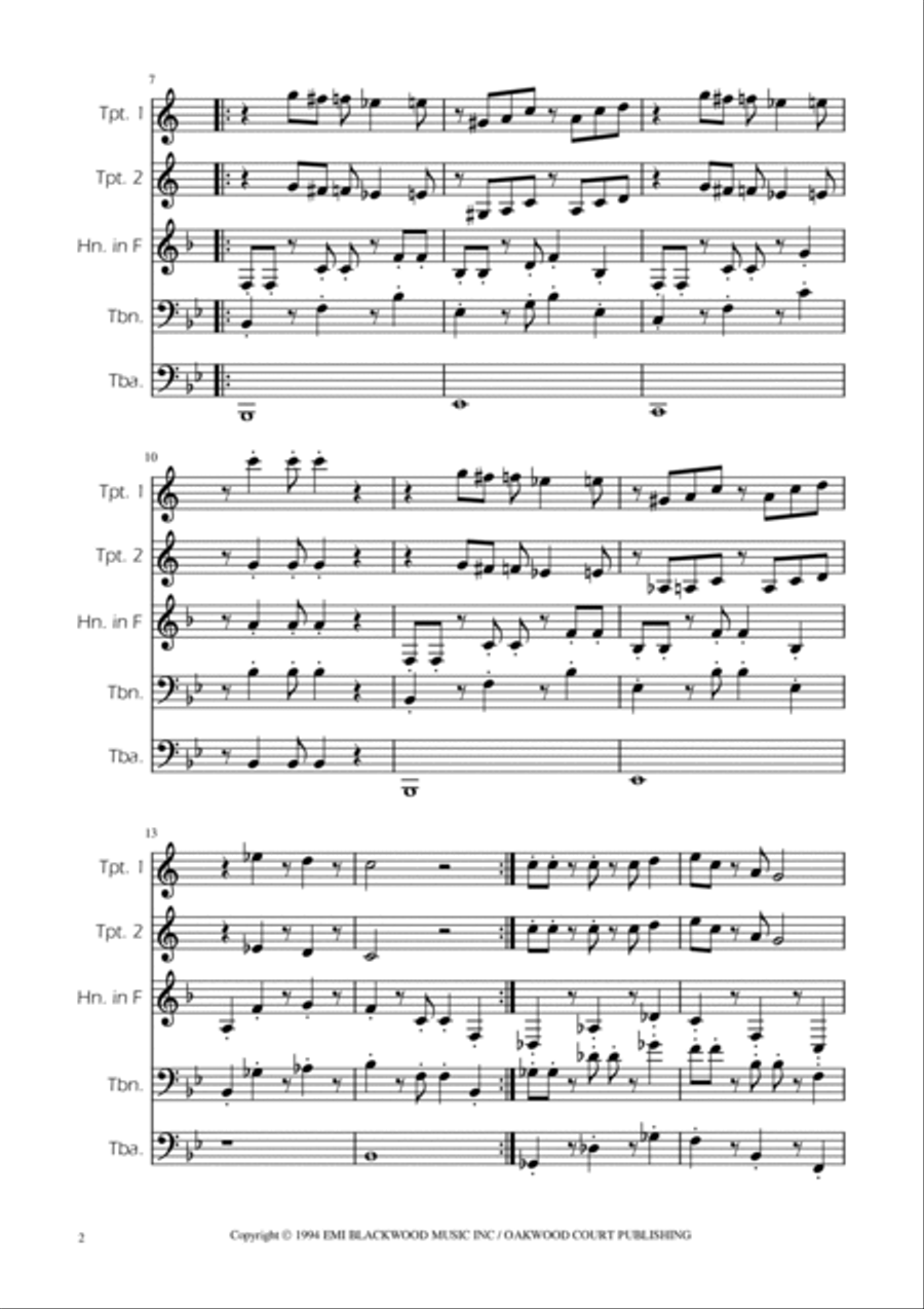 Super Mario Bros Theme Brass Quintet scores gallery preview page 2