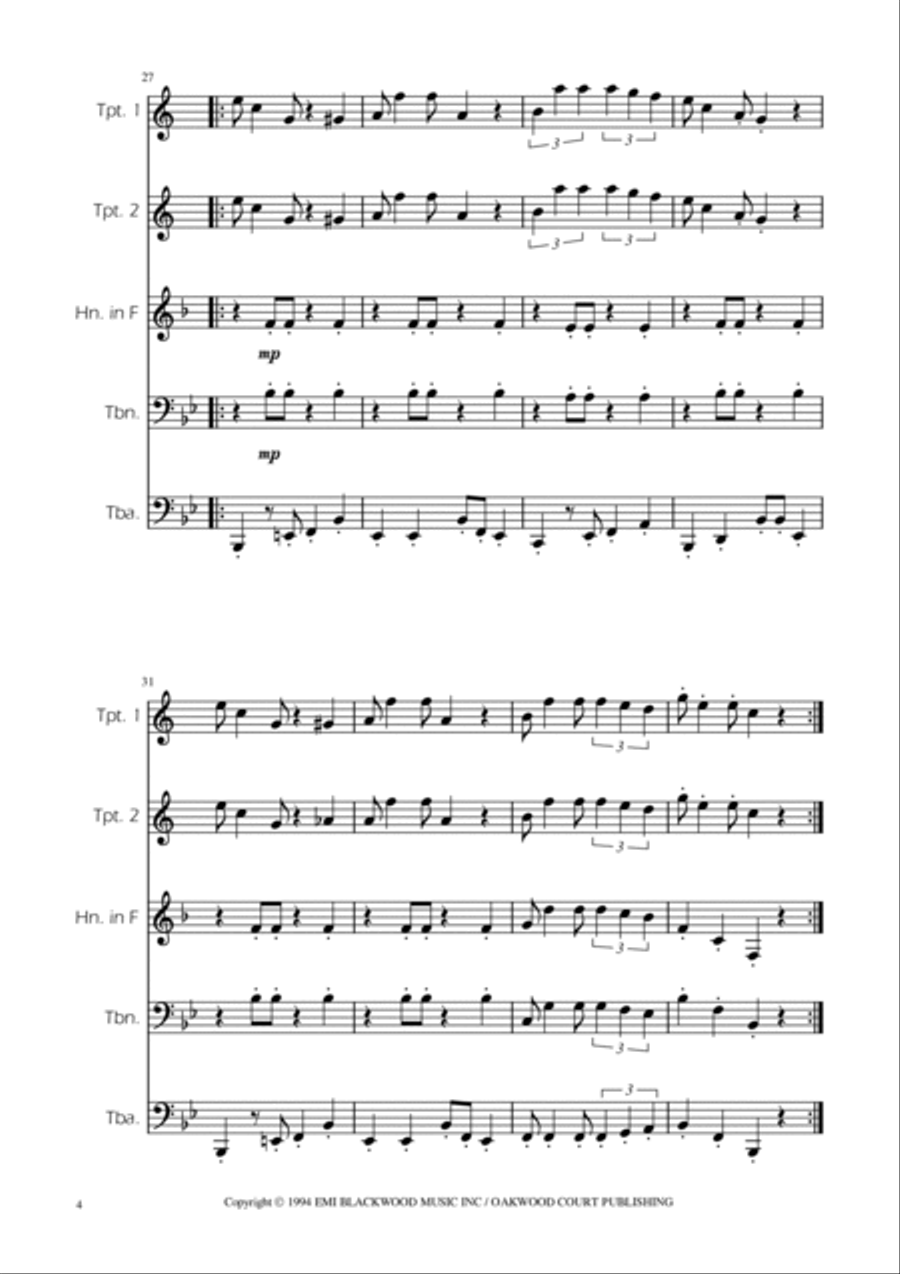 Super Mario Bros Theme Brass Quintet scores gallery preview page 4