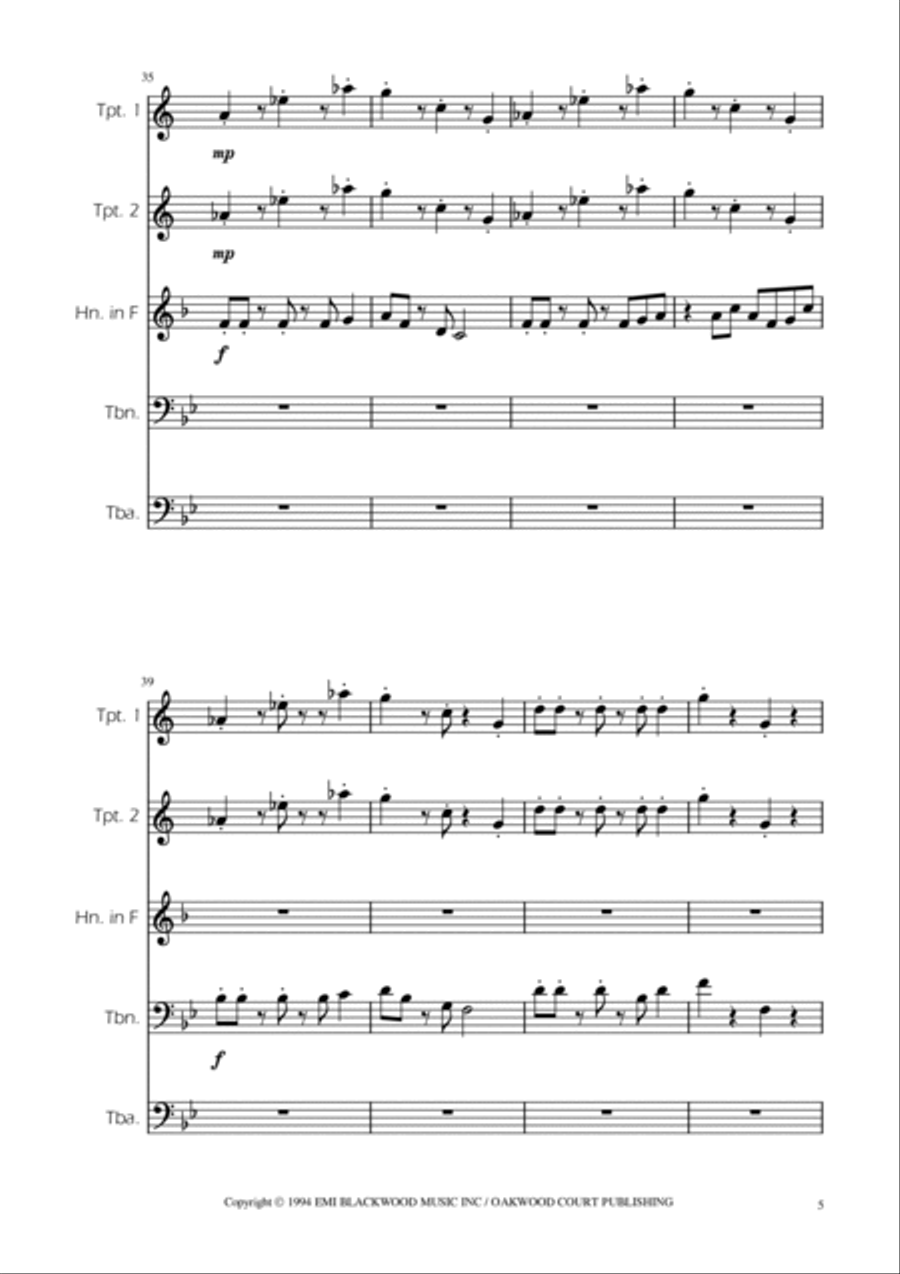 Super Mario Bros Theme Brass Quintet scores gallery preview page 5