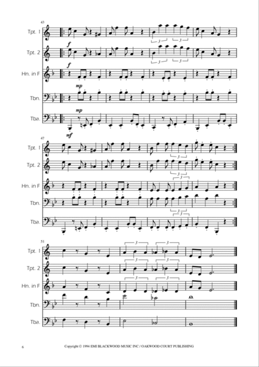 Super Mario Bros Theme Brass Quintet scores gallery preview page 6