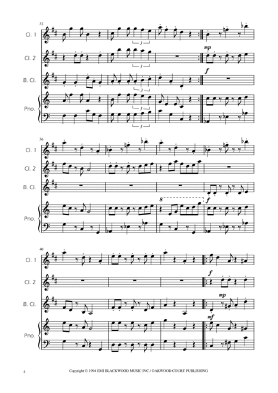 Super Mario Bros Theme Clarinet Trio scores gallery preview page 4
