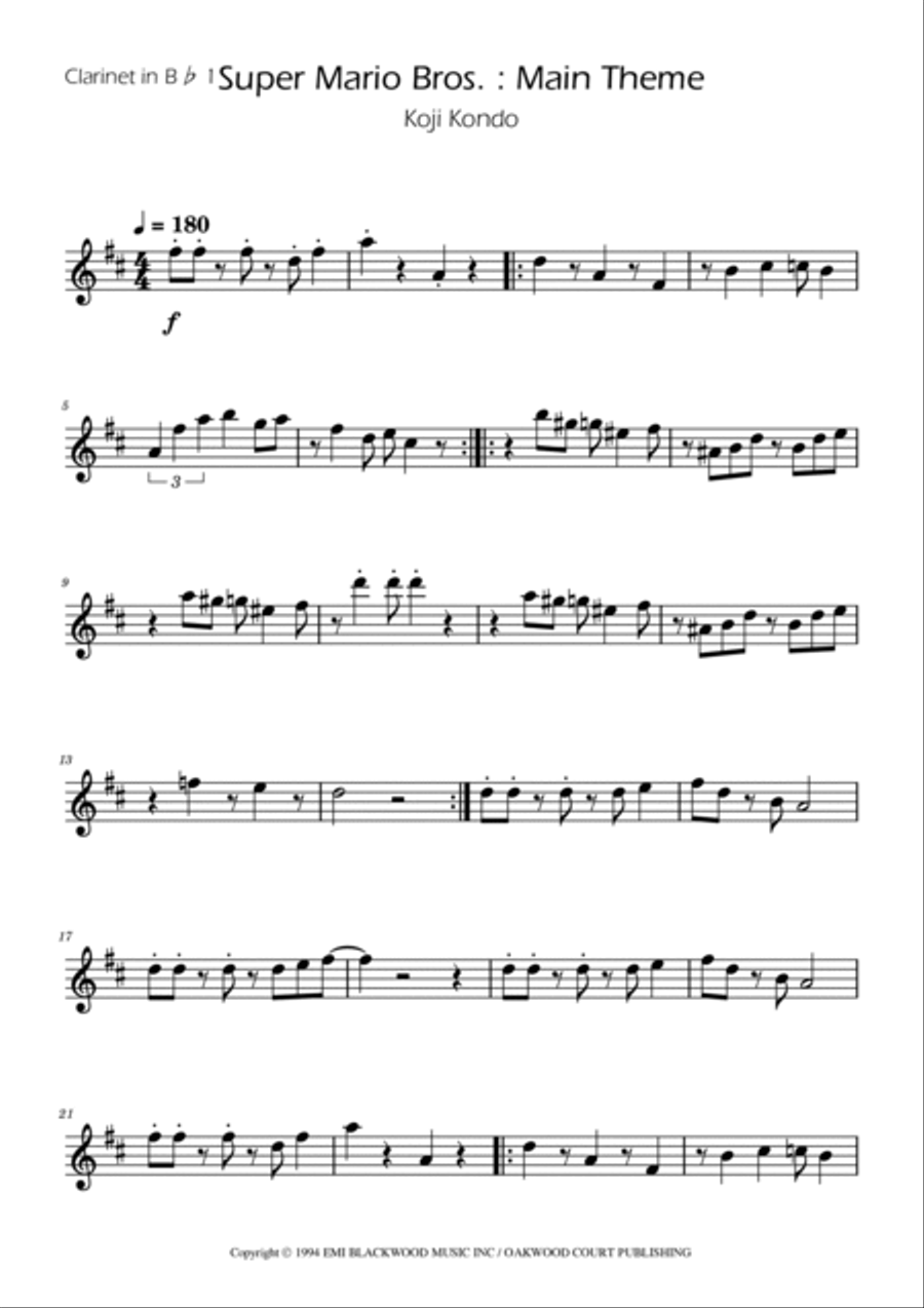 Super Mario Bros Theme Clarinet Trio scores gallery preview page 6