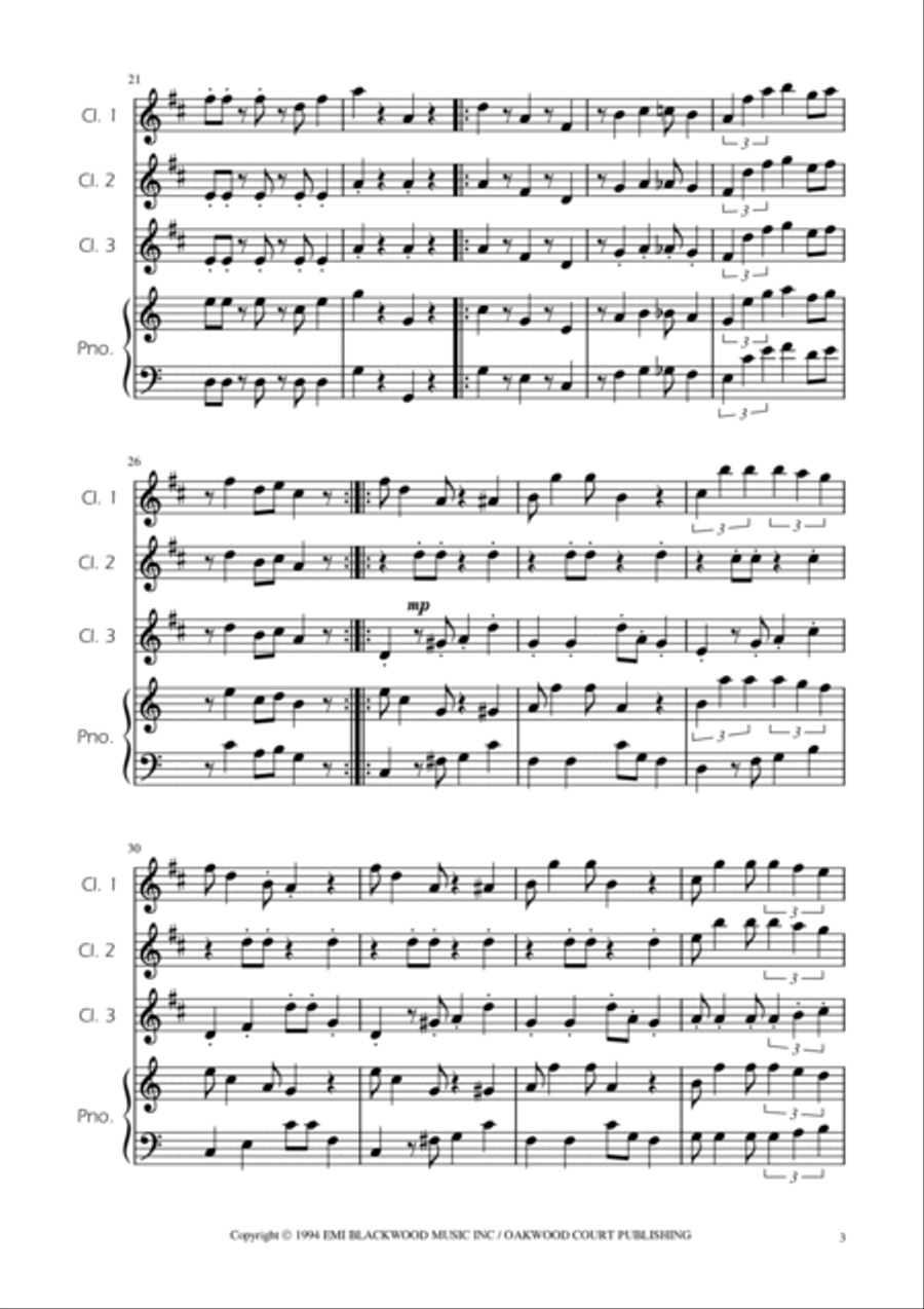 Super Mario Bros Theme Clarinet Trio scores gallery preview page 3