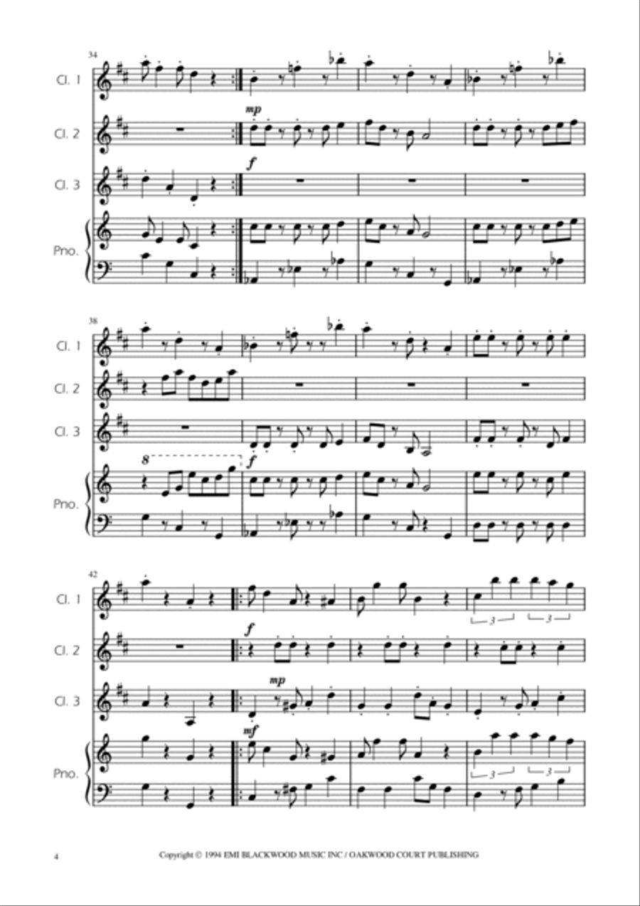 Super Mario Bros Theme Clarinet Trio scores gallery preview page 4