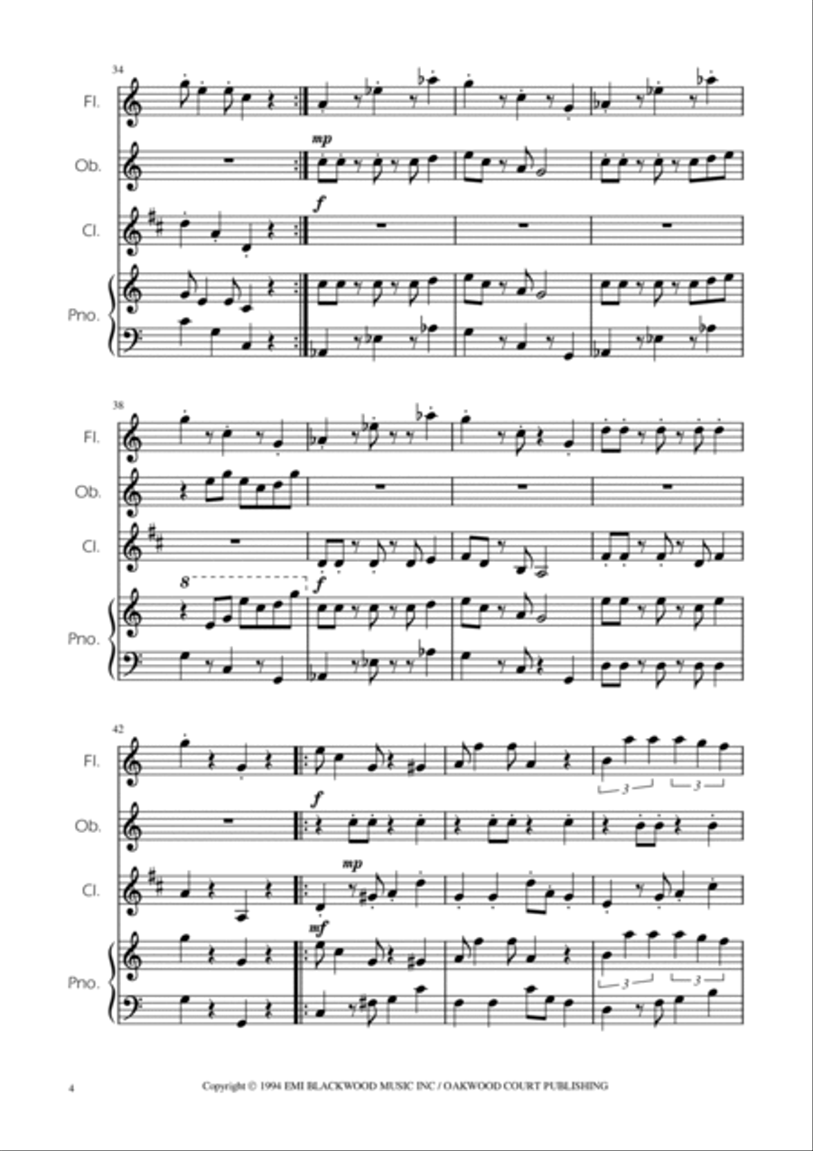 Super Mario Bros Theme Woodwind Trio scores gallery preview page 4